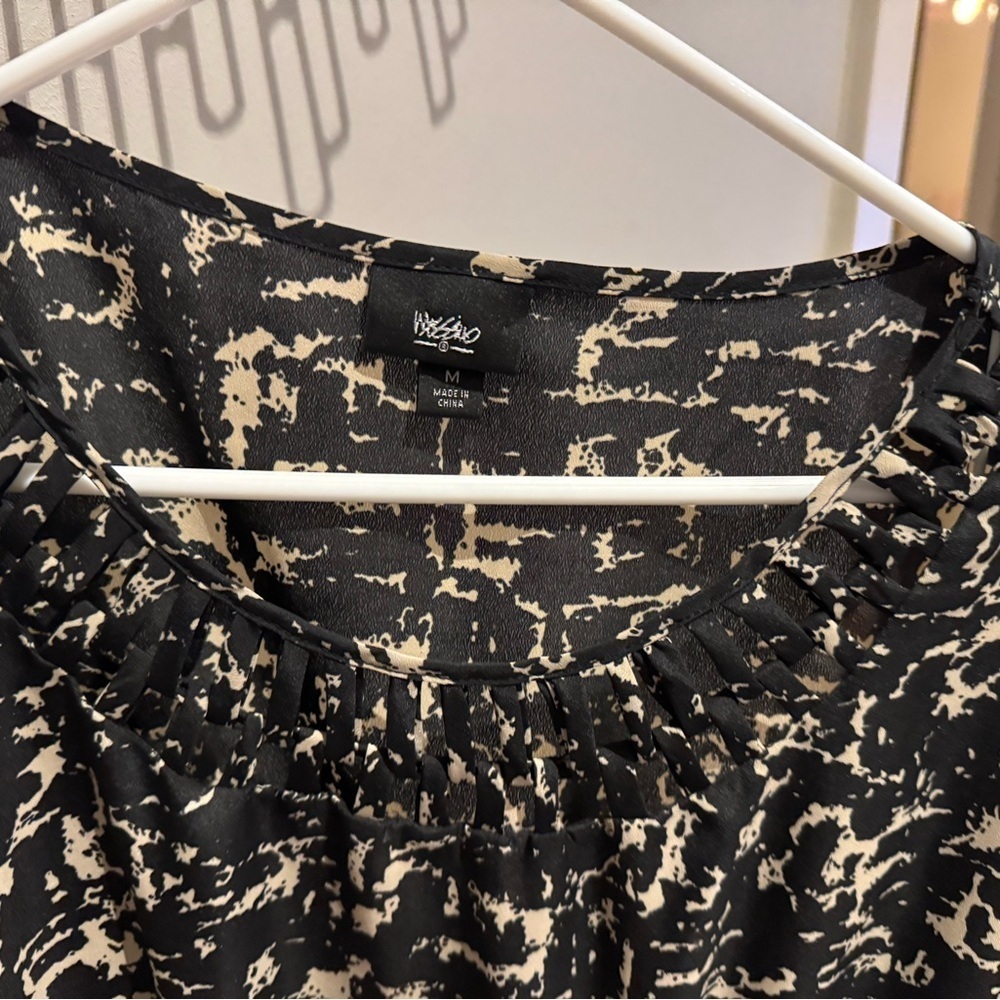 Mossimo Womens Black and cream Geometric Print Dress Short Sleeve - Picture 6 of 9